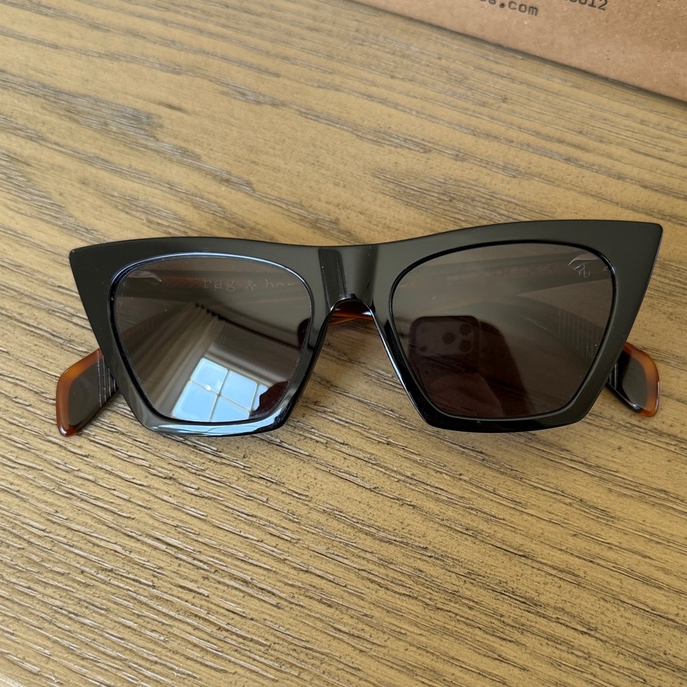 Rag & Bone Black and Brown Cat-Eye Sunglasses